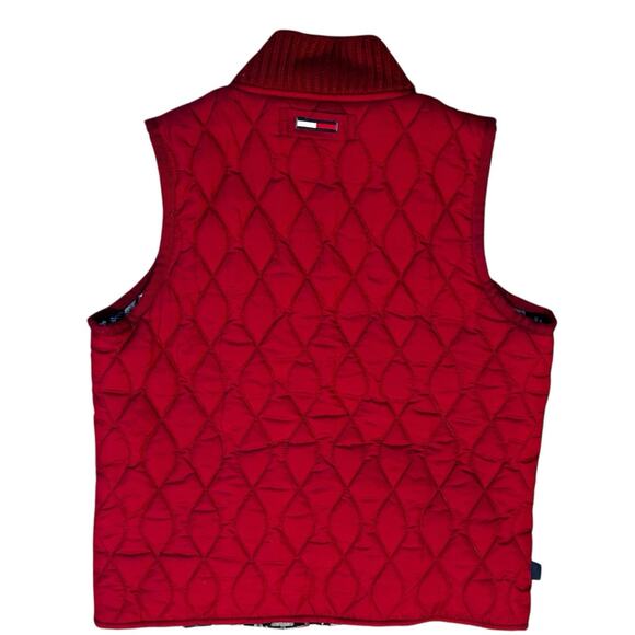 Tommy Hilfiger Women’s Quilted Red Vest Jacket Lightweight Zip Front Size Medium - Picture 3 of 6